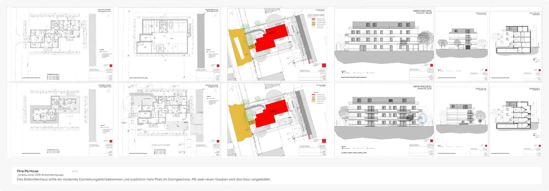 Neubau eines Mehrfamilienhauses — Grundrisse, Ansichten, Schnitte und Außenanlagen