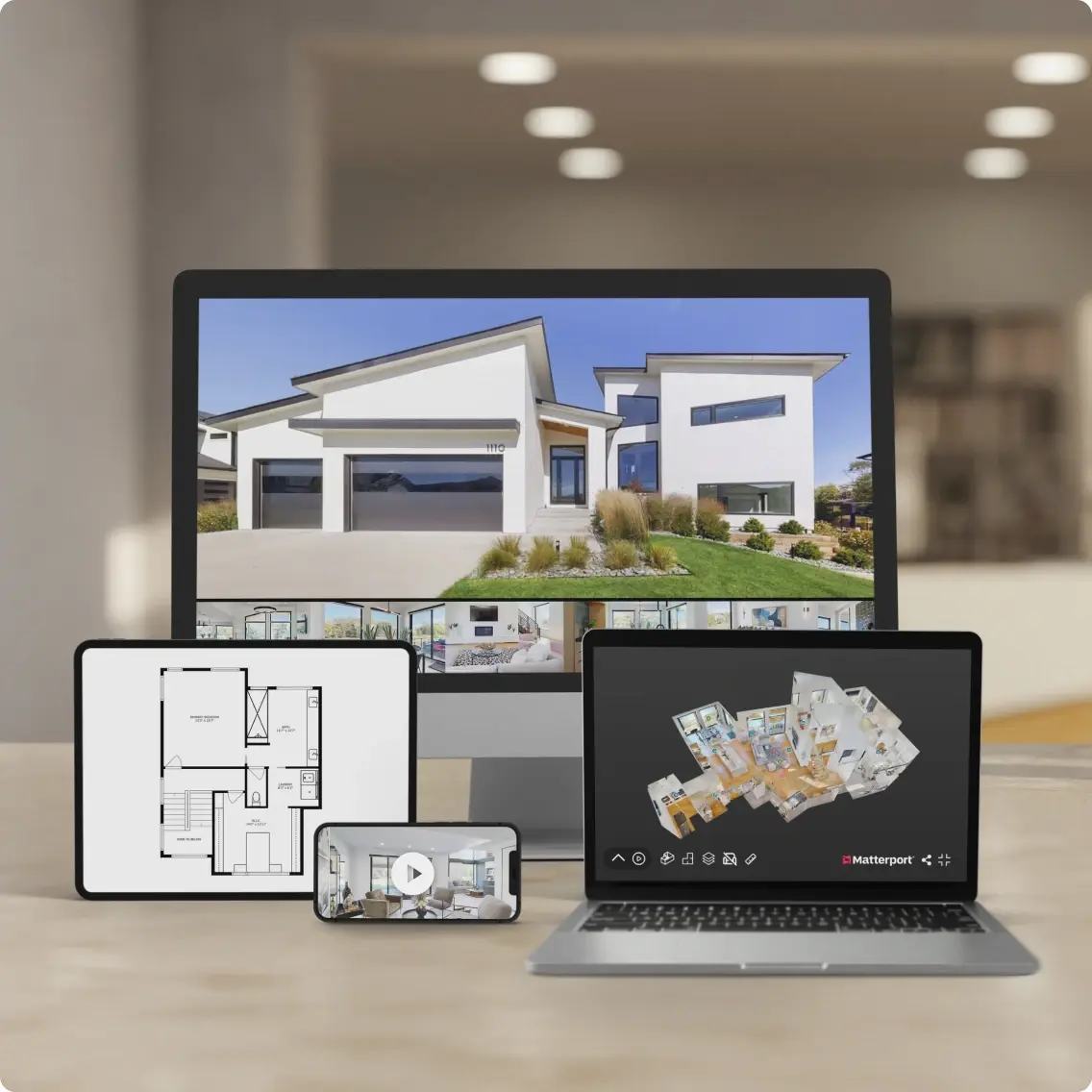 Matterport 3D-Rundgang auf Laptop, Tablet und Smartphone