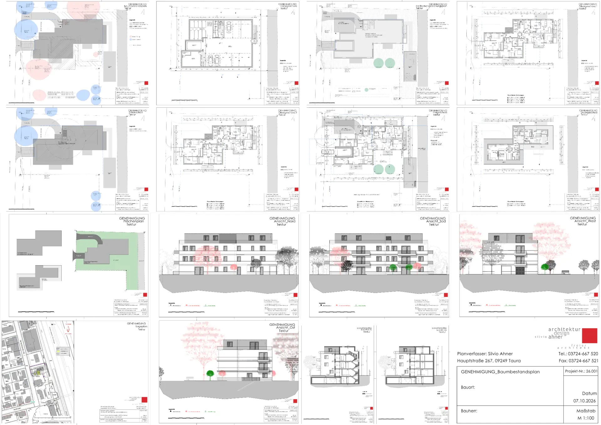 NEUBAU EINES EINFAMILIENHAUSES — Genehmigungsplanung mit Grundrissen, Ansichten und Schnitten in Taura