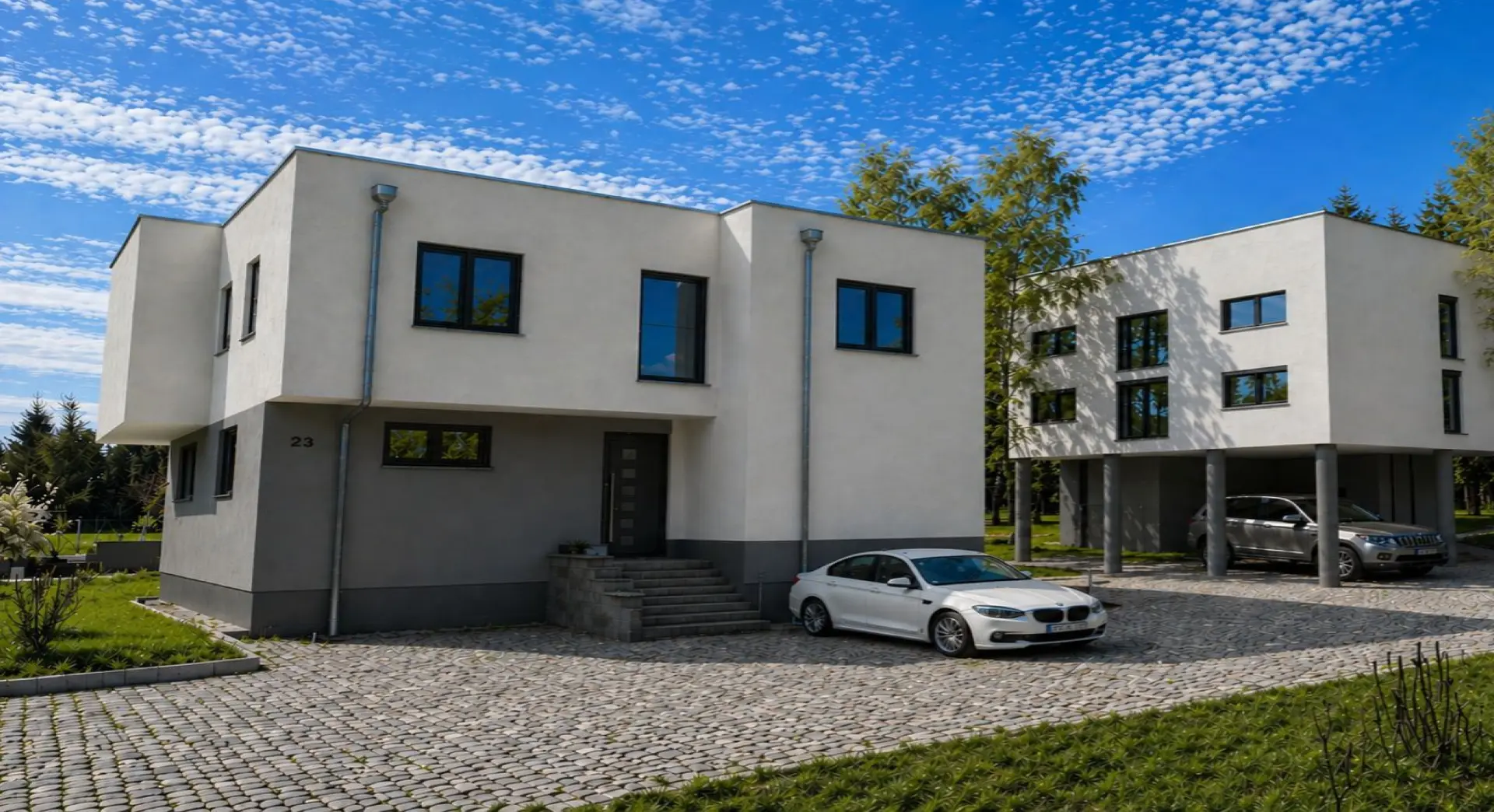 Neubau eines Wohnhauses mit Atelier in Holzbauweise — Straßenansicht