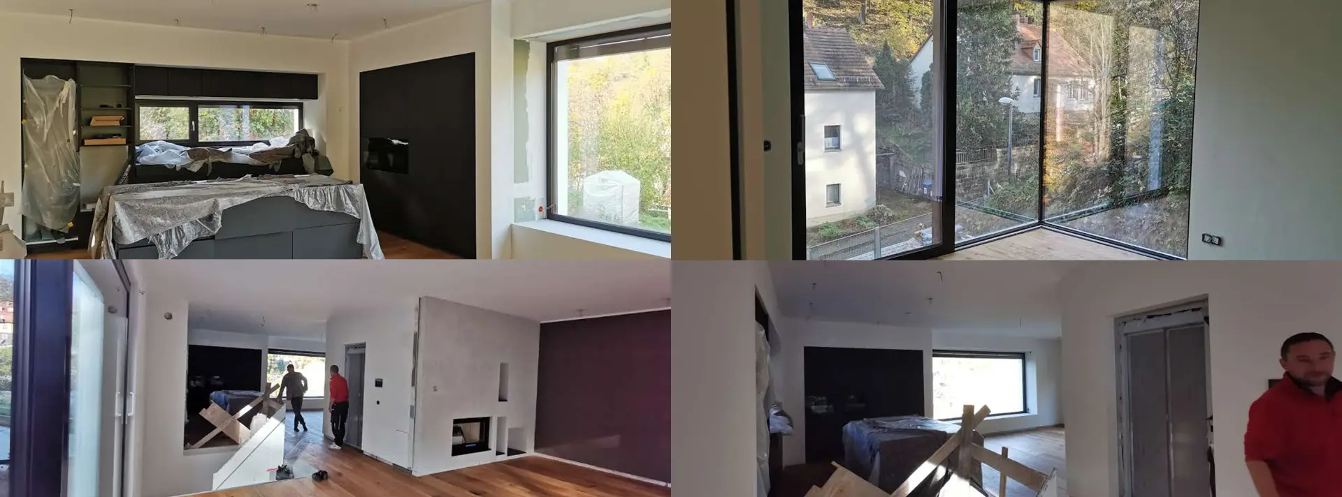Innenausbau mit raumhoher Verglasung und Ausblick