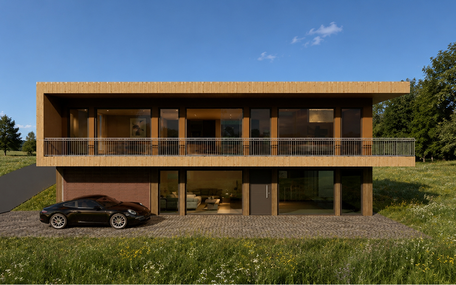 MODERNES EINFAMILIENHAUS — Visualisierung eines modernen Einfamilienhauses in Taura